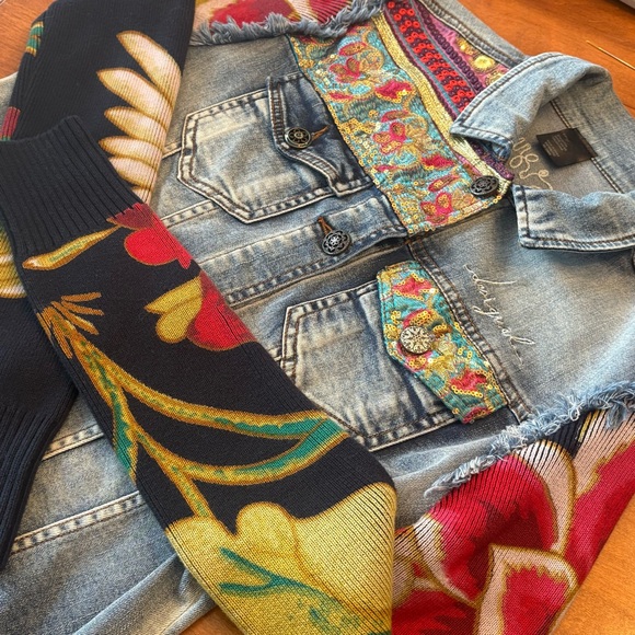 Desigual Denim Jacket with Vibrant Embroidery - Picture 7 of 14
